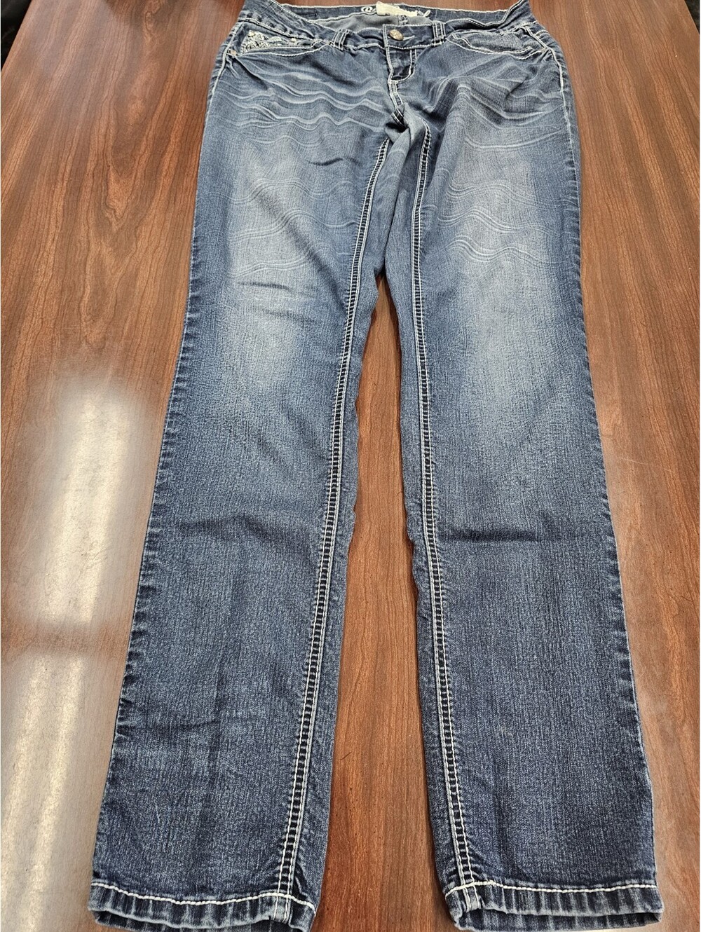 Red Camel Womens Size 7 Low Rise Y2K Nostalgia Bootcut Blue Denim McBling Jeans